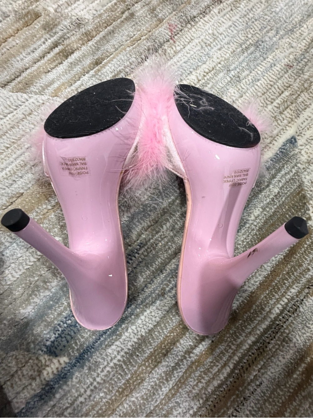 Fashion Nova Pink Marabou Satin Mule Heels - Picture 5 of 6